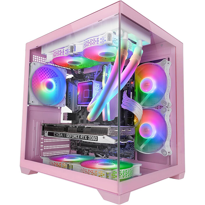 Mars Gaming MC-S1 Boîtier PC Gaming Compact Micro-ATX Rose - Éclairage ARGB Et Ventilation Optimale