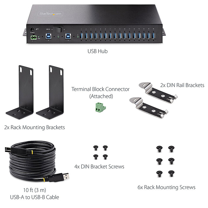 cheap StarTech.com Industrial USB 3.0 16-Port Hub