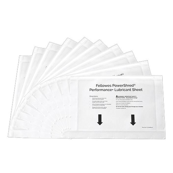 Fellowes Feuilles de lubrification pour destructeurs Performance+ (Pack de 10)
