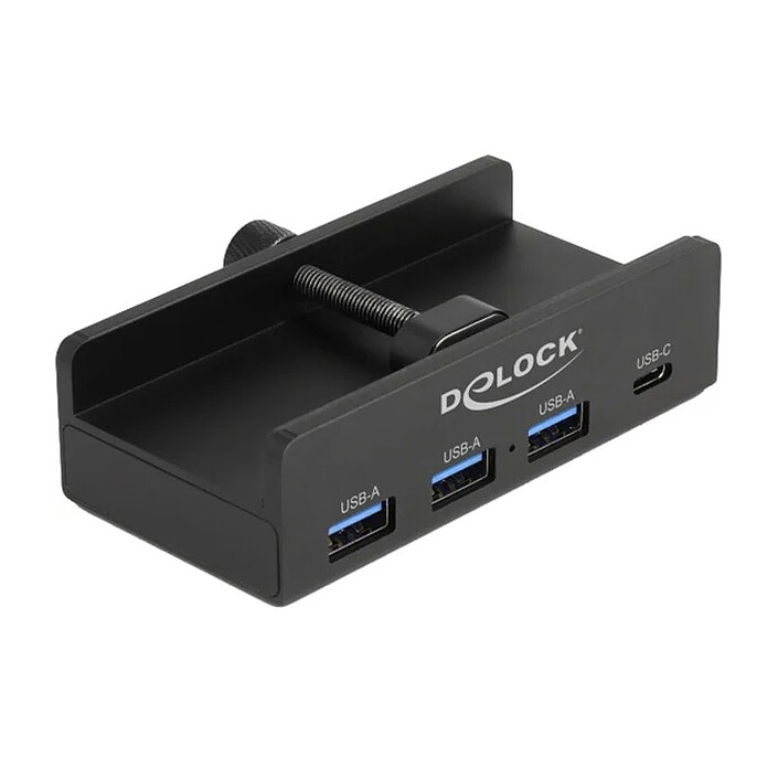 DeLock USB 3.0 Hub externe 3 ports USB-A + 1 port USB-C avec vis de verrouillage