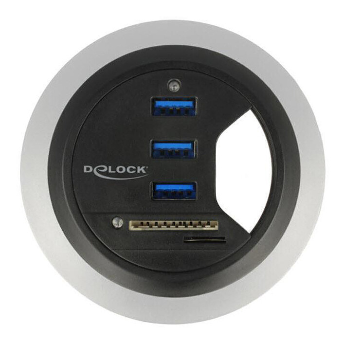 DeLock Desktop USB-A 3.0 Hub con 3 porte + 1 lettore di schede microSD / SD