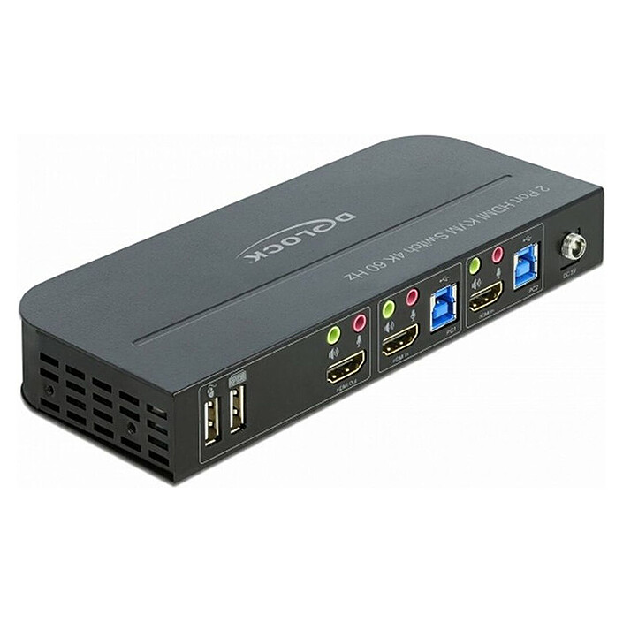 DeLock 2-port HDMI 4K 60 Hz KVM switch with USB 3.0 hub and integrated audio