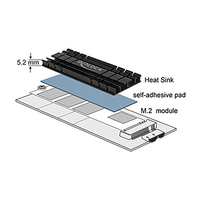 Avis DeLock Dissipateur plat 100 mm pour module M.2 Noir