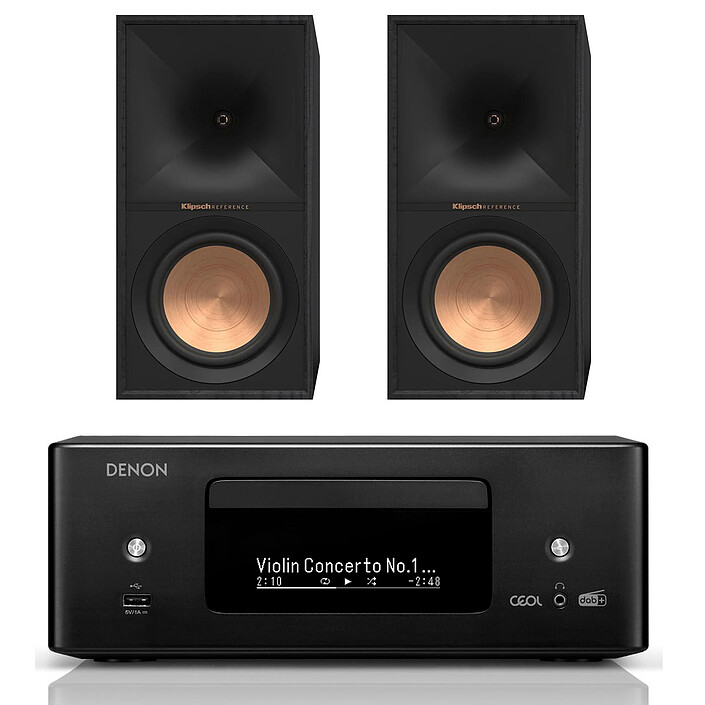 Denon RCD-N12DAB Noir + Klipsch R-60M