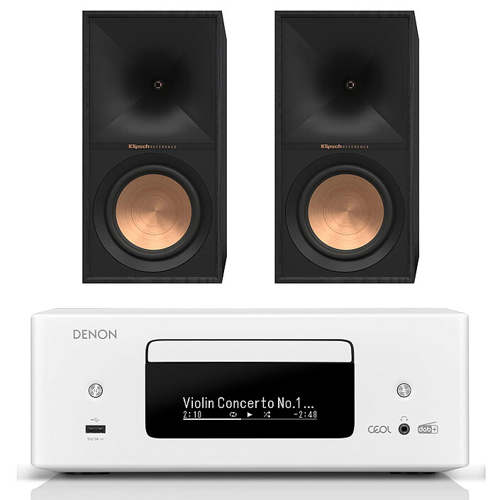 Denon RCD-N12DAB Blanc + Klipsch R-60M