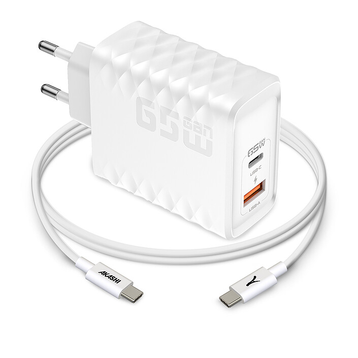 Caricatore di rete Akashi Pack GaN 83W USB-C + USB-A