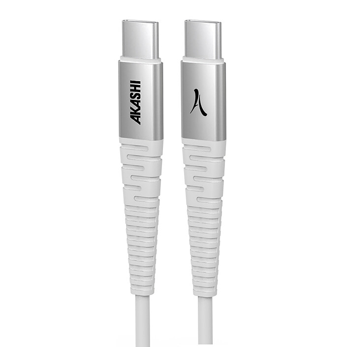Akashi Câble Alu & Tressé USB-C vers USB-C (Blanc)