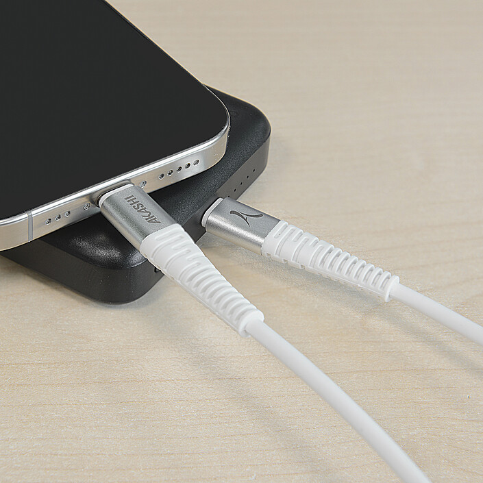 Avis Akashi Câble Alu & Tressé USB-C vers USB-C (Blanc)