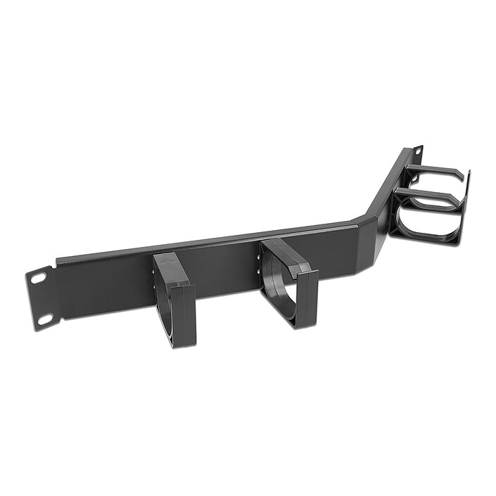 Pannello di gestione cavi 1U DeLock con 4 ganci, angolato, per armadio di rete da 19"