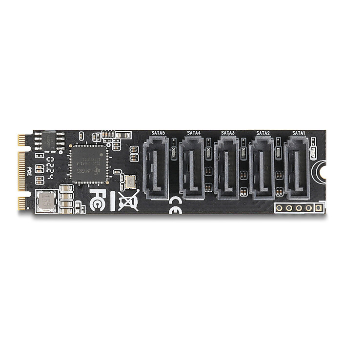 Review DeLock M.2 2280 B+M male to 5 x SATA controller