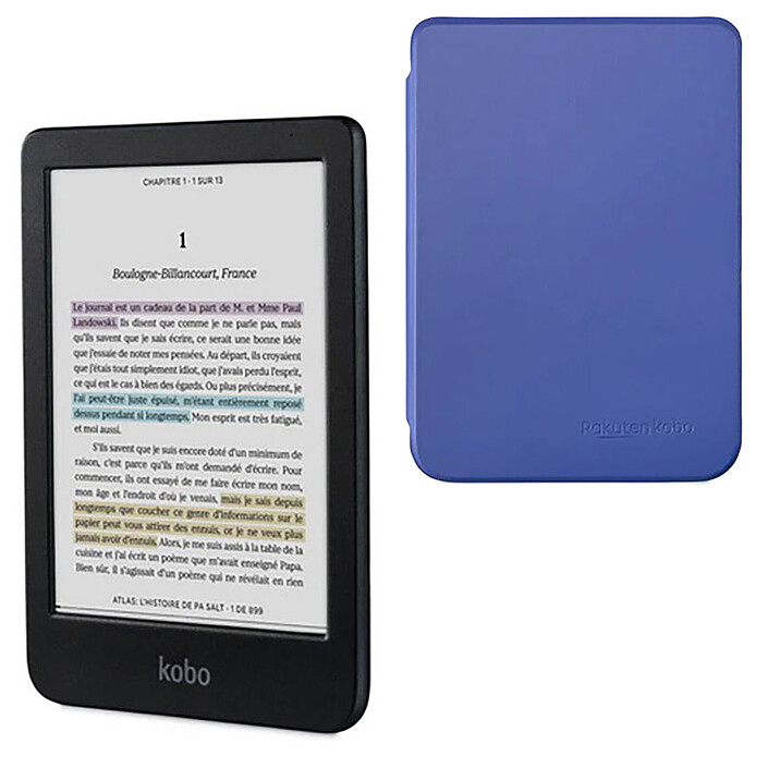 Kobo Clara Colour Black + Basic SleepCover Blue