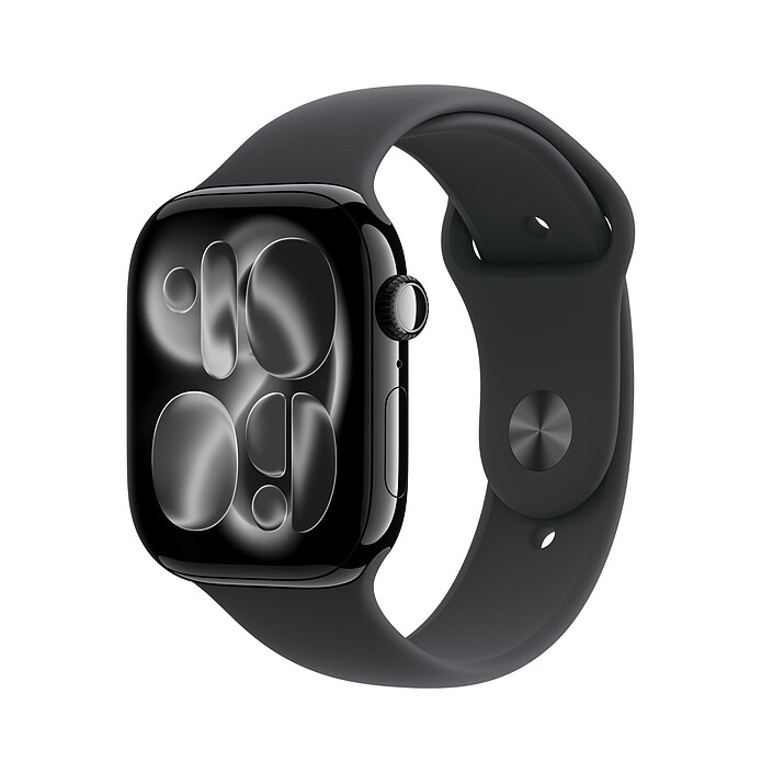 Apple Watch Series 11 GPS 46 mm Aluminium Noir de Jais Bracelet Sport Noir S/M