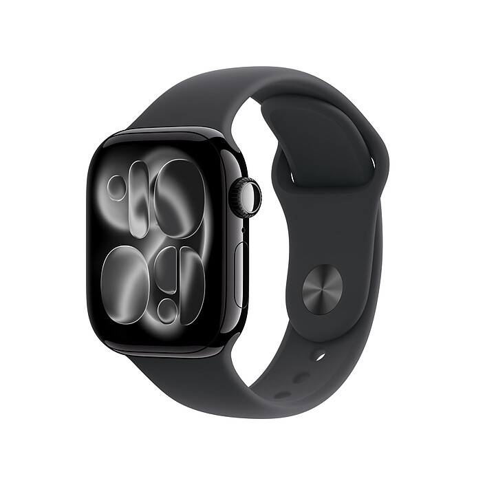 Apple Watch Series 11 GPS + Cellular 42 mm Aluminium Noir de Jais Bracelet Sport Noir S/M