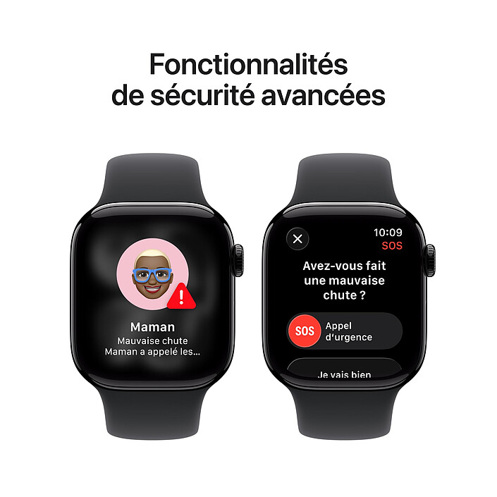 Apple Watch Series 11 GPS + Cellular 42 mm Aluminium Noir de Jais Bracelet Sport Noir S/M pas cher