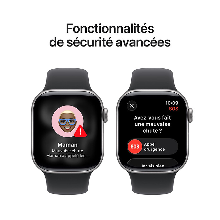 Apple Watch Series 11 GPS + Cellular 42 mm Aluminium Gris sidéral Bracelet Sport Noir M/L pas cher