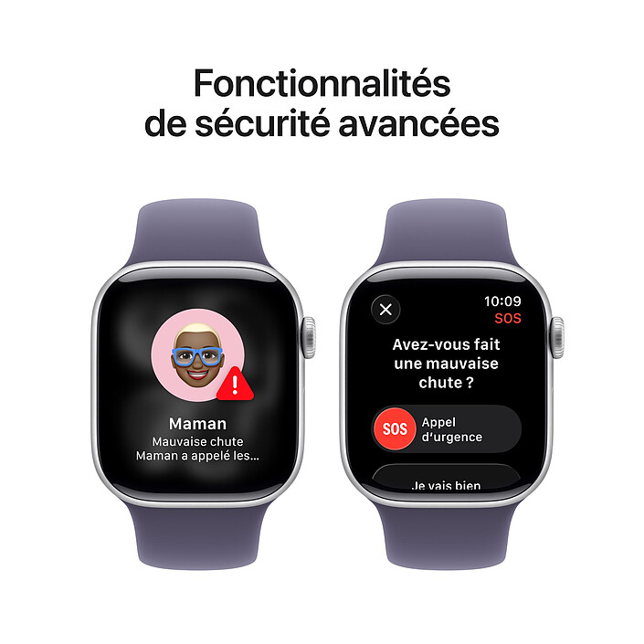 Apple Watch Series 11 GPS + Cellular 42 mm Aluminium Argent Bracelet Sport Violet M/L pas cher