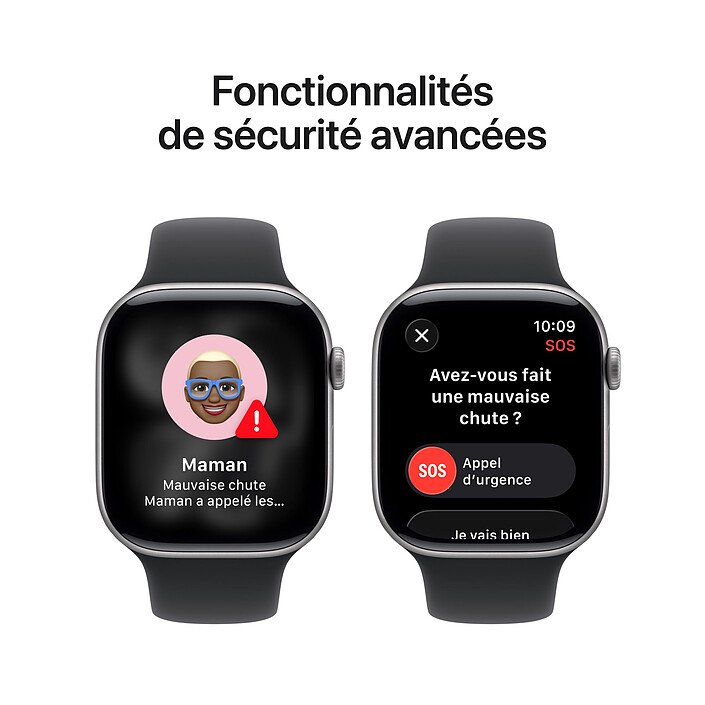 Apple Watch Series 11 GPS + Cellular 46 mm Aluminium Gris sidéral Bracelet Sport Noir S/M pas cher