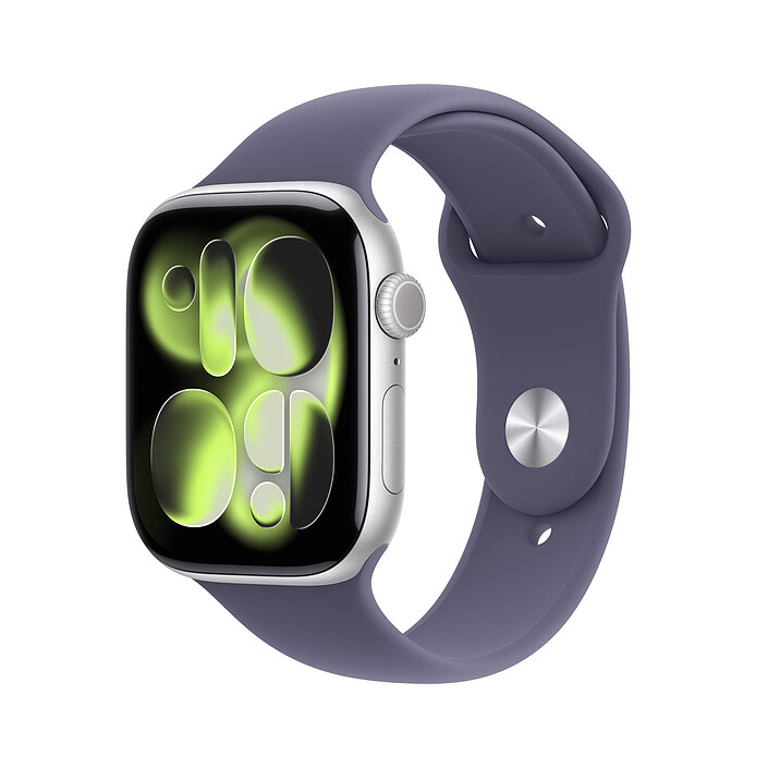 Apple Watch Series 11 GPS + Cellular 46 mm Aluminium Argent Bracelet Sport Violet M/L