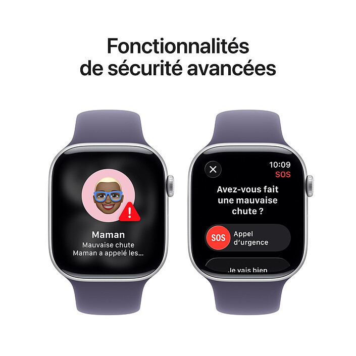 Apple Watch Series 11 GPS + Cellular 46 mm Aluminium Argent Bracelet Sport Violet S/M pas cher