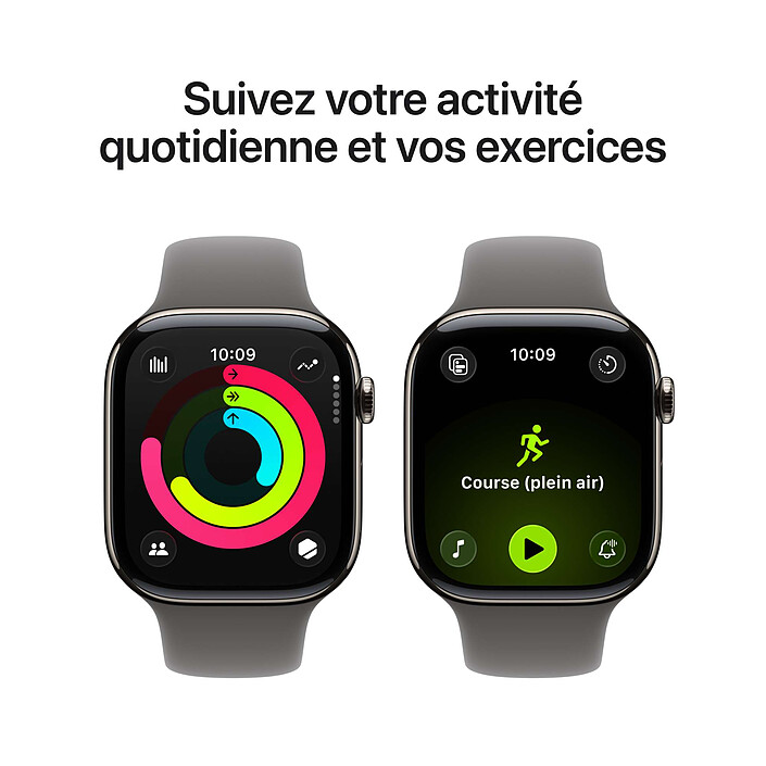 Avis Apple Watch Series 11 GPS + Cellular 42 mm Titane Naturel Bracelet Sport Gris minéral S/M