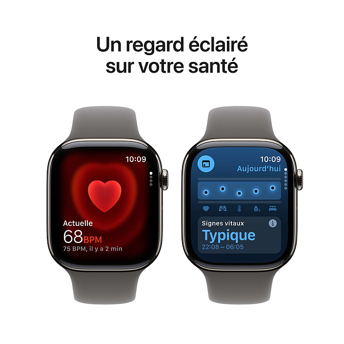Acheter Apple Watch Series 11 GPS + Cellular 42 mm Titane Naturel Bracelet Sport Gris minéral S/M