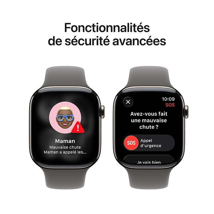Apple Watch Series 11 GPS + Cellular 42 mm Titane Naturel Bracelet Sport Gris minéral S/M pas cher