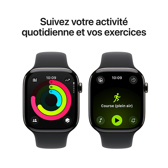 Avis Apple Watch Series 11 GPS + Cellular 42 mm Titane Ardoise Bracelet Sport Noir M/L