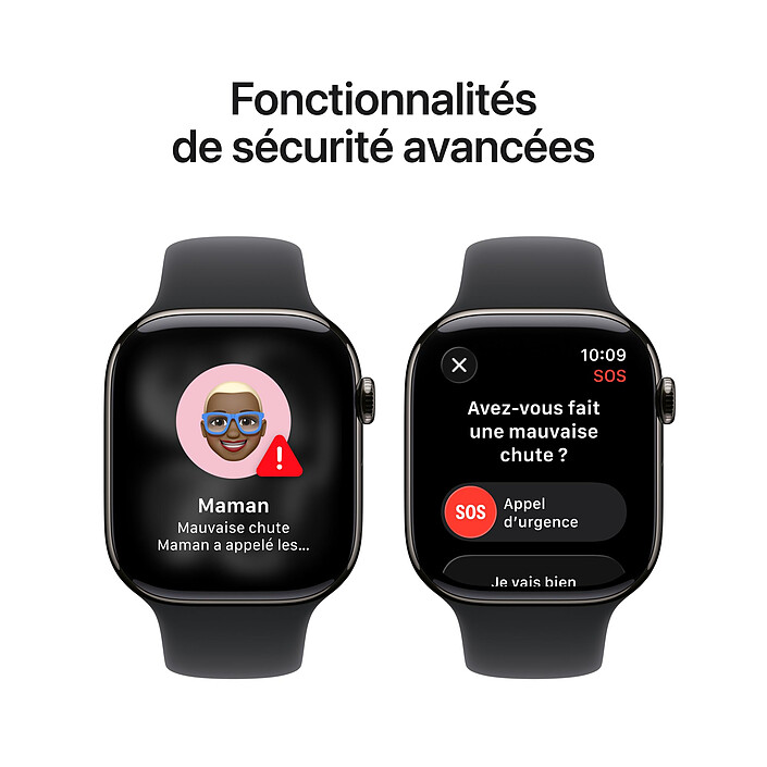 Apple Watch Series 11 GPS + Cellular 42 mm Titane Ardoise Bracelet Sport Noir M/L pas cher