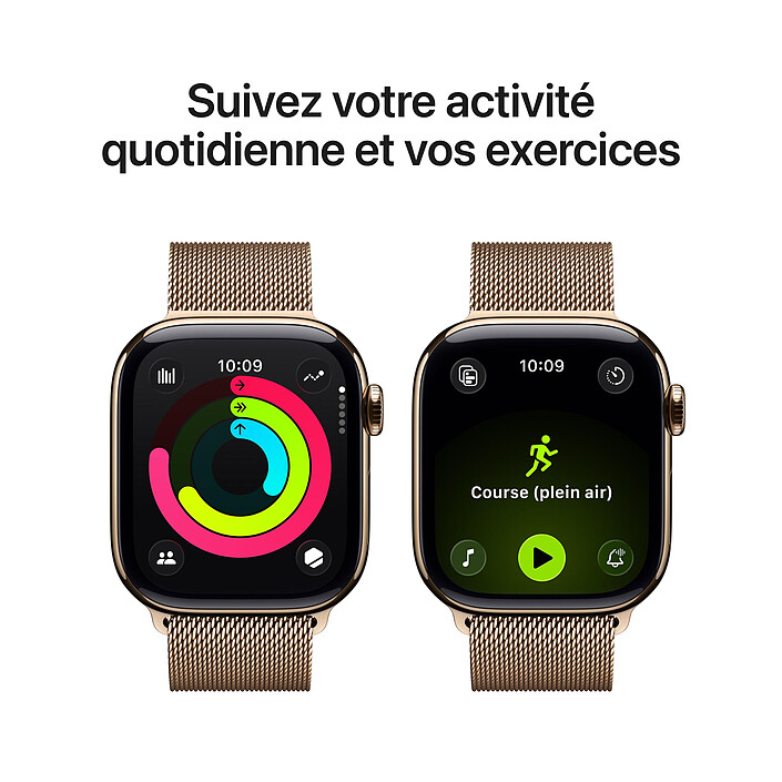 Avis Apple Watch Series 11 GPS + Cellular 42 mm Titane Or Bracelet Milanais Or