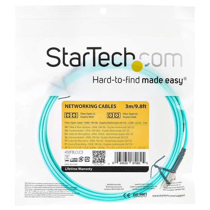 Avis StarTech.com Câble fibre optique duplex OM3 50/125 multimode LC/LC - 3 m - Turquoise