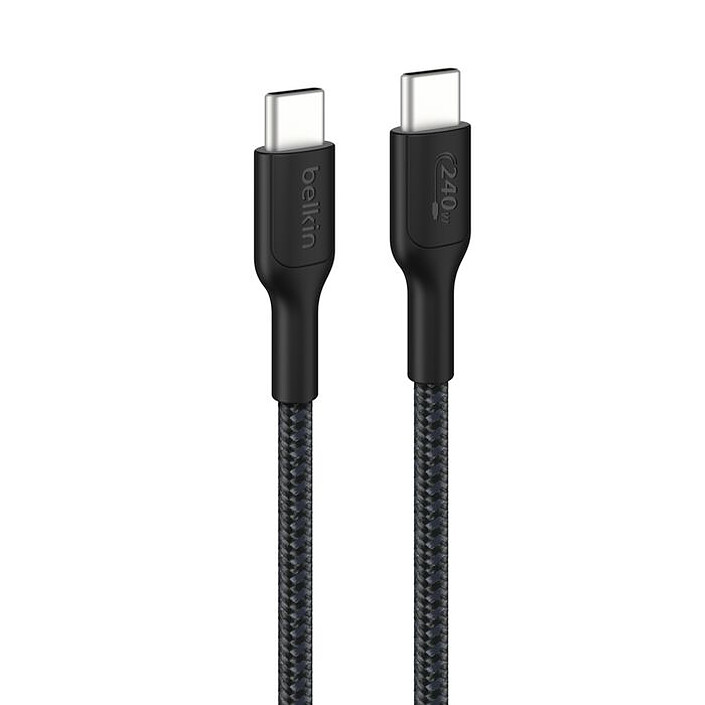 Cable Belkin BoostCharge Pro USB-C a USB-C de 240 W - Reforzado (negro) - 1 m