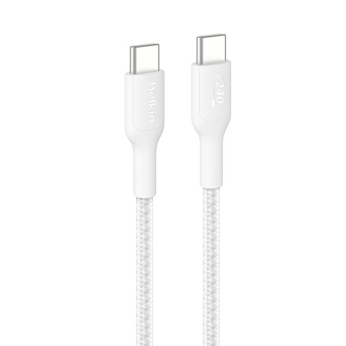 Cable Belkin BoostCharge Pro USB-C a USB-C de 240 W - Reforzado (Blanco) - 1 m