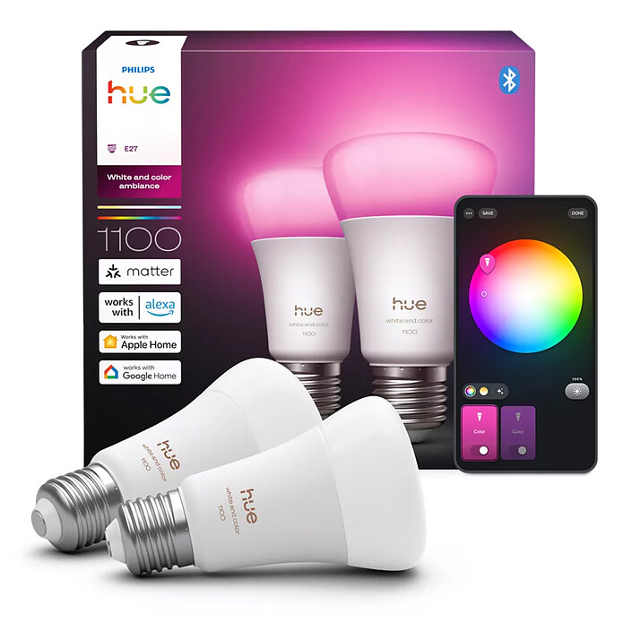 Comprar Philips Hue White and Color Ambiance E27 A60 11 W Bluetooth x 2