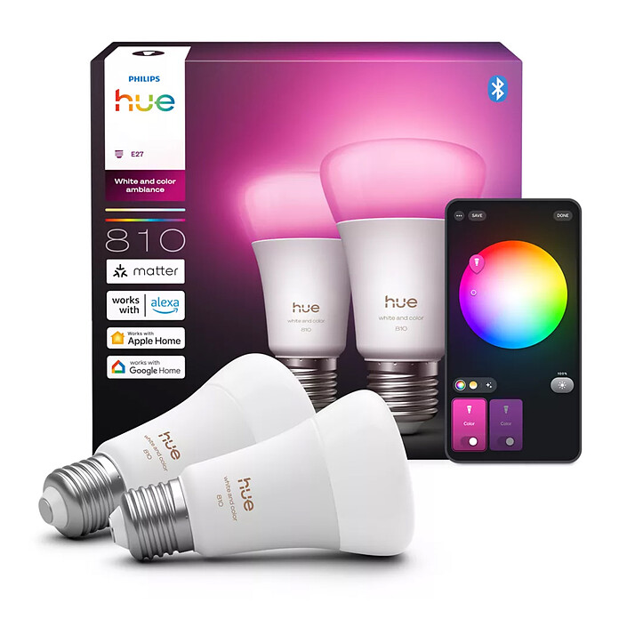 Philips Hue White and Color Ambiance E27 A60 6 W Bluetooth x 2 a bajo precio