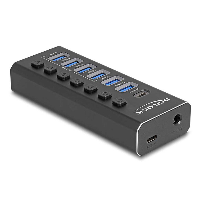 Nota Hub USB DeLock con 1 porta USB-C 3.1 + 2 porte USB-A 3.1 + 4 porte di ricarica USB 3.0