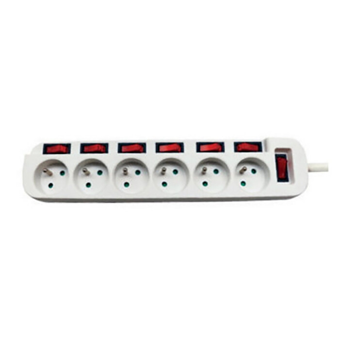 Dexlan 6-socket power strip with switches (White)