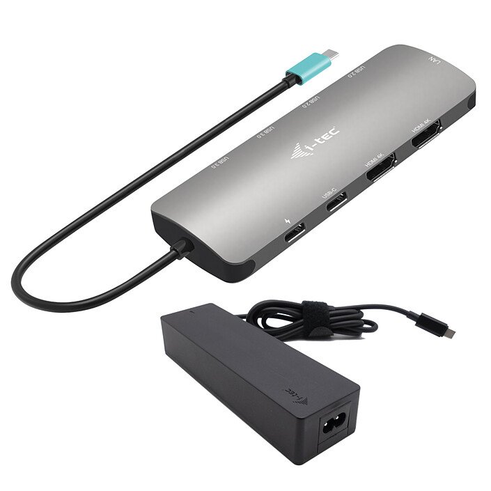 i-tec USB-C Metal Nano 2x Display Docking Station Power Delivery 100W + Adaptador de CA de 100W