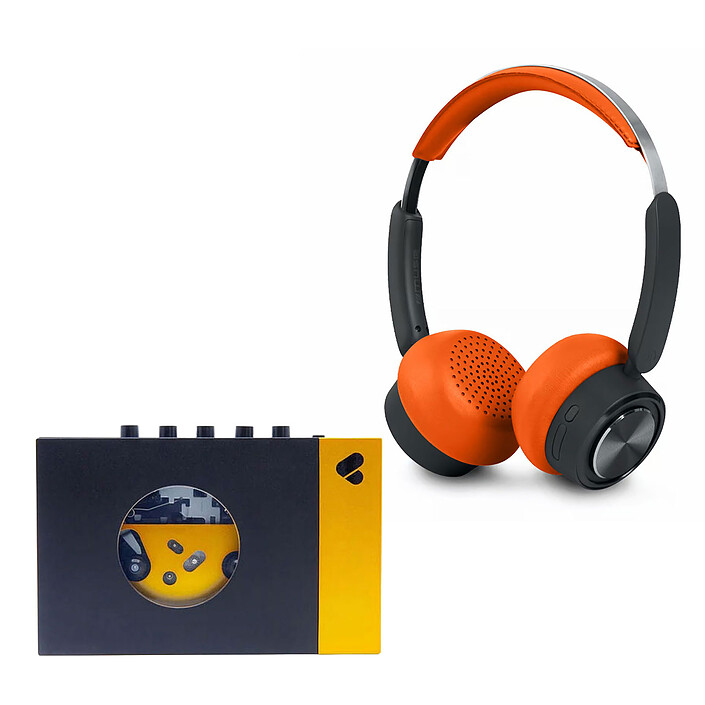 We Are Rewind Lecteur Cassette Amy Noir/Jaune + Muse M-271 Orange