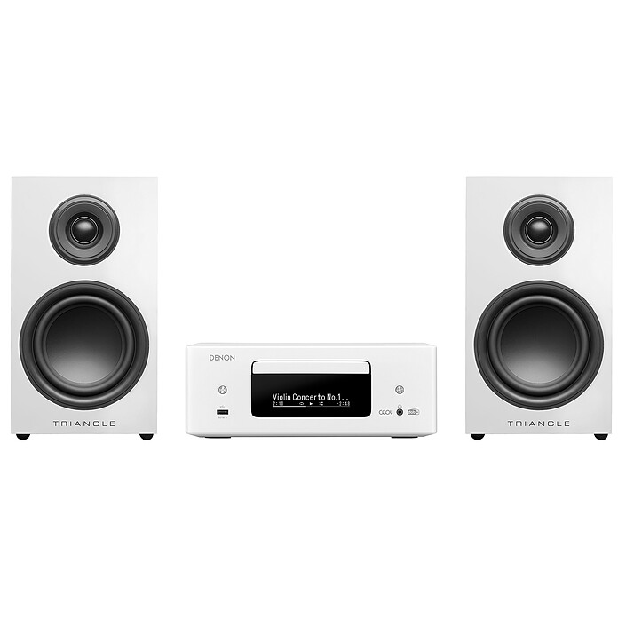 Denon RCD-N12DAB Blanc + Triangle Elara LN01 Blanc Givré