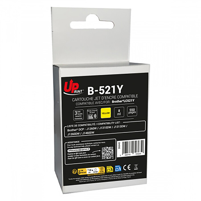 Cartucho de tinta UPrint B-521Y compatible con Brother LC521 (Amarillo) [LDLCCONTEXT:Al ofrecer capacidades de impresión equivalentes a los cartuchos Brother LC521, el cartucho de tinta UPrint B-521Y ofrece una solución económica y eficaz para tus necesidades diarias. Este modelo negro puede imprimi