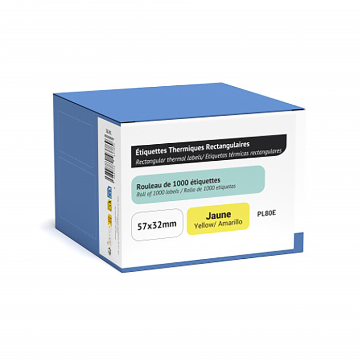 UPrint Roll of 1000 yellow adhesive labels, 57 x 32 mm, for PL80e