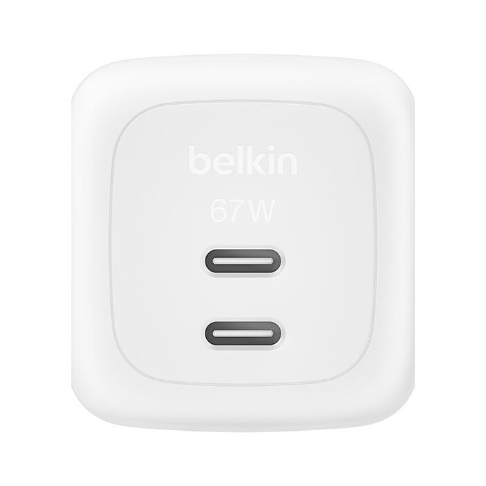 Belkin Chargeur USB-C 65W double USB-C pour ordinateur, Téléphone et Tablette (Blanc)