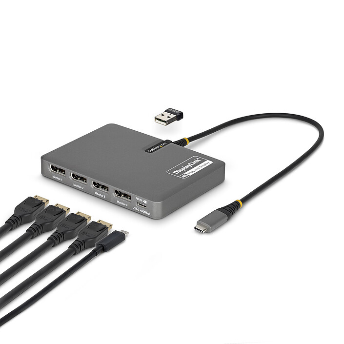 Comprar StarTech.com Adaptador USB-C a 4x DisplayPort 4K 60Hz + 1x puerto USB-A 2.0 + 1x puerto USB-C Power Delivery 140W