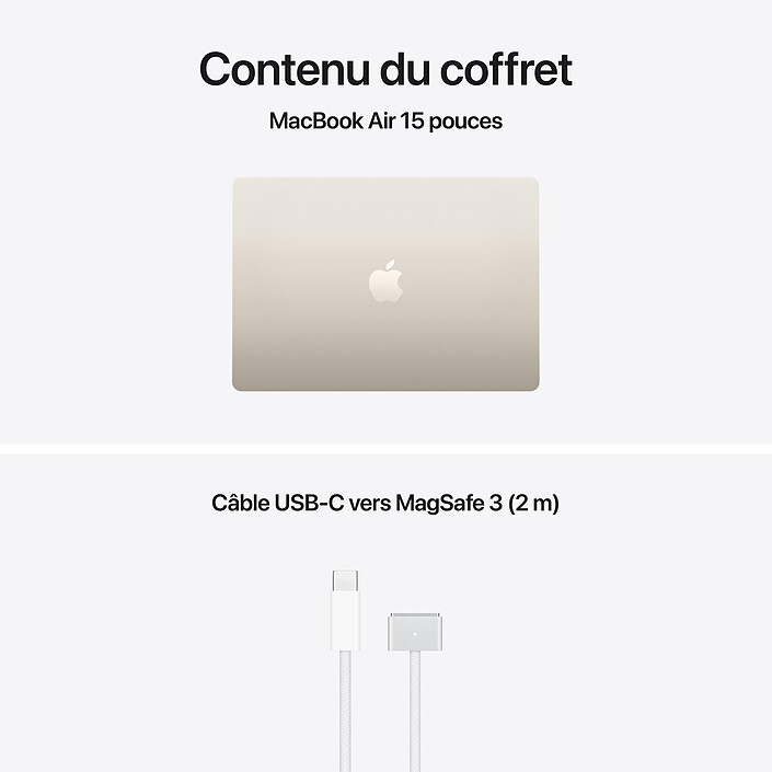 Apple MacBook Air M5 15 pouces (2026) Lumière Stellaire 24 Go/512 Go (MDVD4FN/A-24GB) pas cher