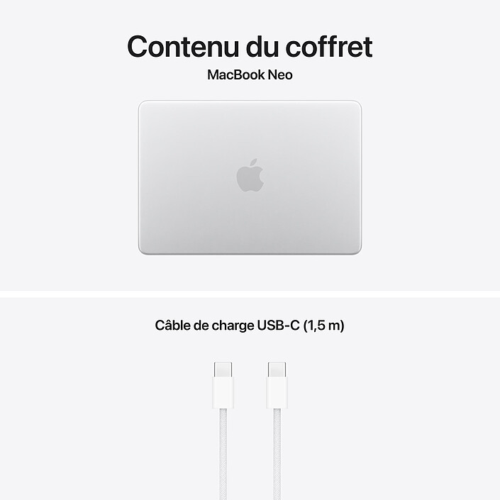 Apple MacBook Neo avec Touch ID (2026) Argent 8 Go/512 Go (MHFC4FN/A-QWERTY-INT) pas cher