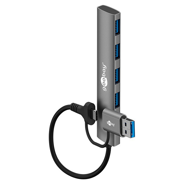 Goobay Hub Slim USB-C/A vers 4 ports USB-A 3.0