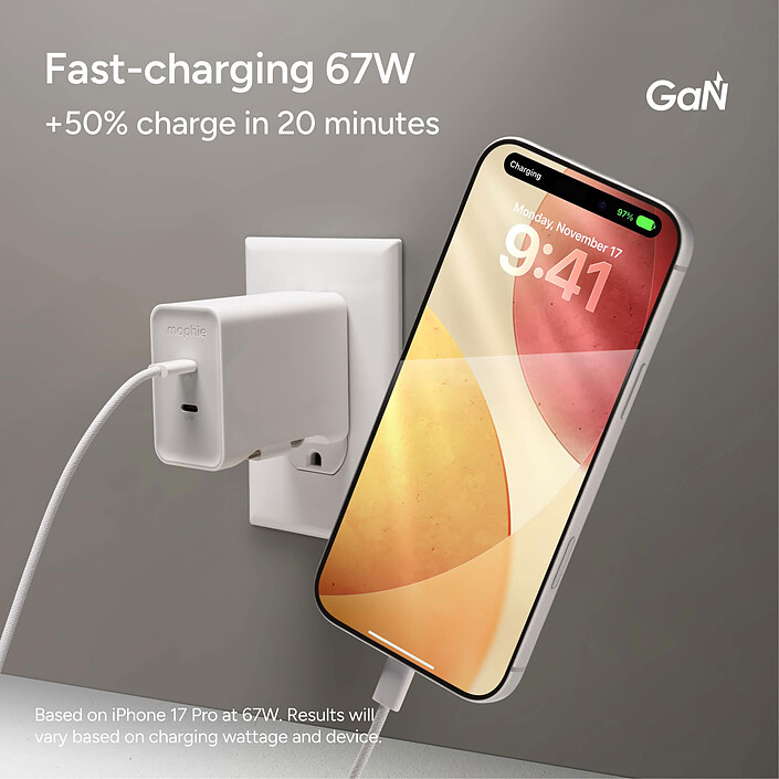 Mophie Speedport 67 Plus Adattatore da parete USB-C GaN 67W economico