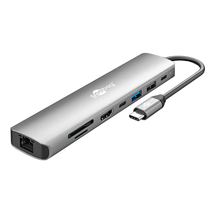 Review Goobay Slim USB-C Hub to 1x HDMI 1.4, 2x USB-C 3.0, 1x USB-A 3.0, 1x USB-A 2.0, 1x RJ45, 1x SD and 1 microSD - PD 100W
