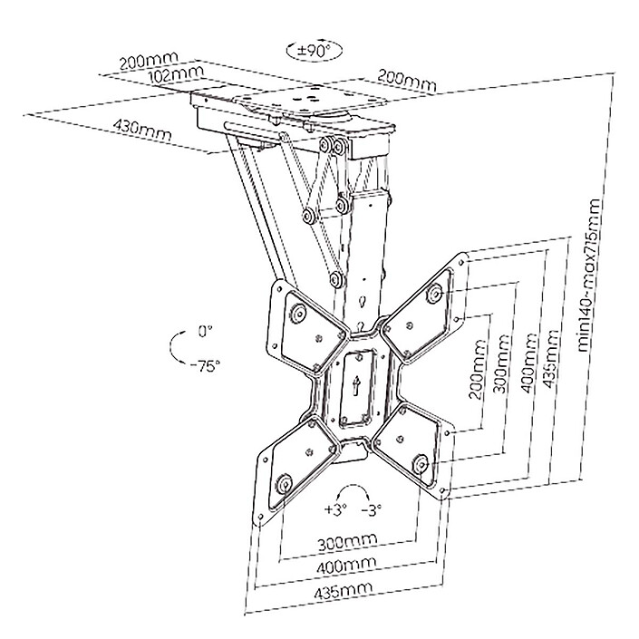 Nedis Support de plafond motorisé Wi-Fi pour TV 23-65" pas cher