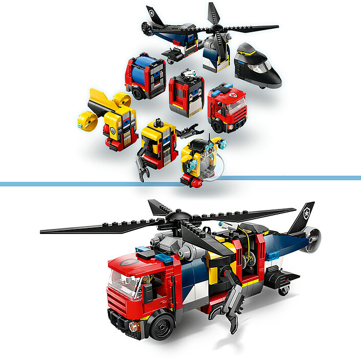 LEGO City 60462 Hélicoptère, camion de pompiers et sous marin modulable pas cher